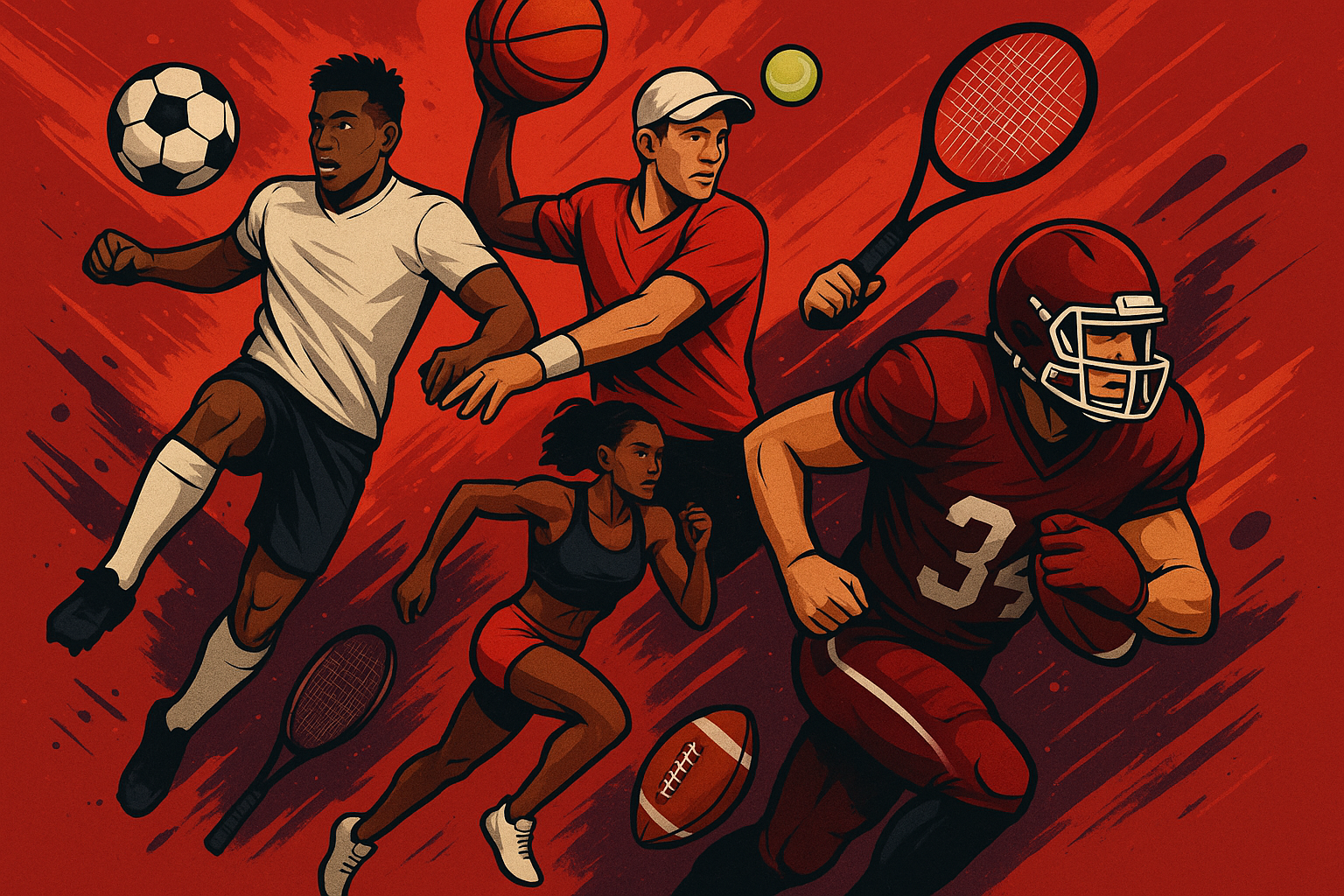 could i change the orange for dark red and could i change the swimmer in the corner for an american football player
